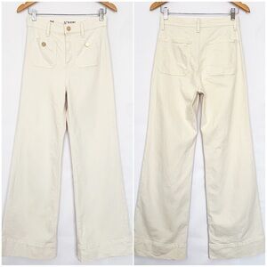 J. Crew Sailor Wide Leg Trouser Jean High Waist Gold Button Patch Pocket Size 26